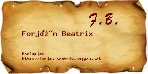 Forján Beatrix névjegykártya